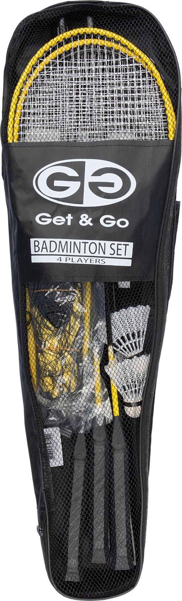 Get & Go® Get & Go - Set de badminton - 4 joueurs - Noir/Jaune