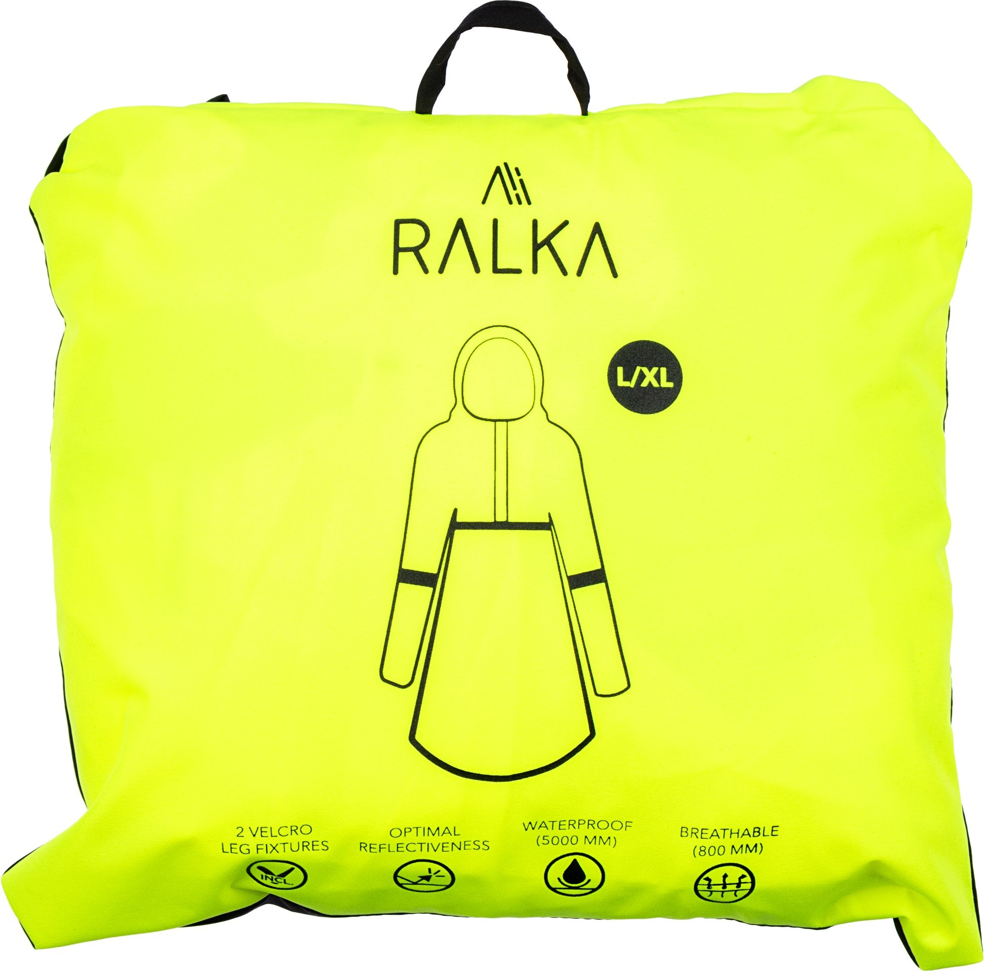 Ralka Ralka - Rain Poncho Extra Visibility - Cycling - Black/Fluorescent Yellow