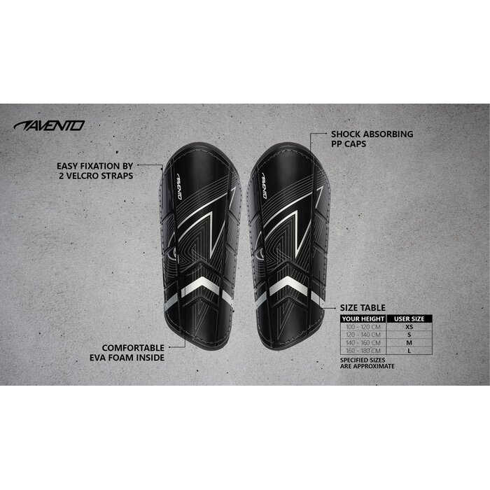 Avento® Avento - Scheenbeschermers - Double Strap - Zwart