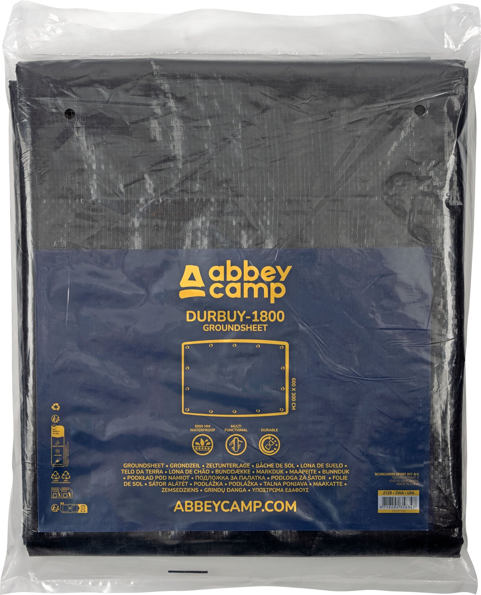 Abbey Camp® Abbey Camp - Grondzeil 600 x 300 cm - DURBUY-1800 - Zwart