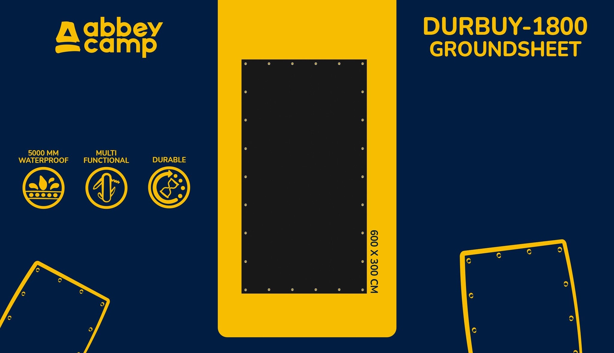 Abbey Camp® Abbey Camp - Groundsheet 600 x 300 cm - DURBUY-1800 - Black