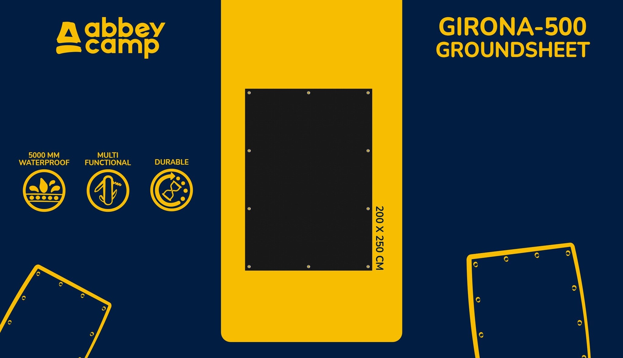 Abbey Camp® Abbey Camp - Grondzeil - 250 x 200 cm - GIRONA-500 - Zwart