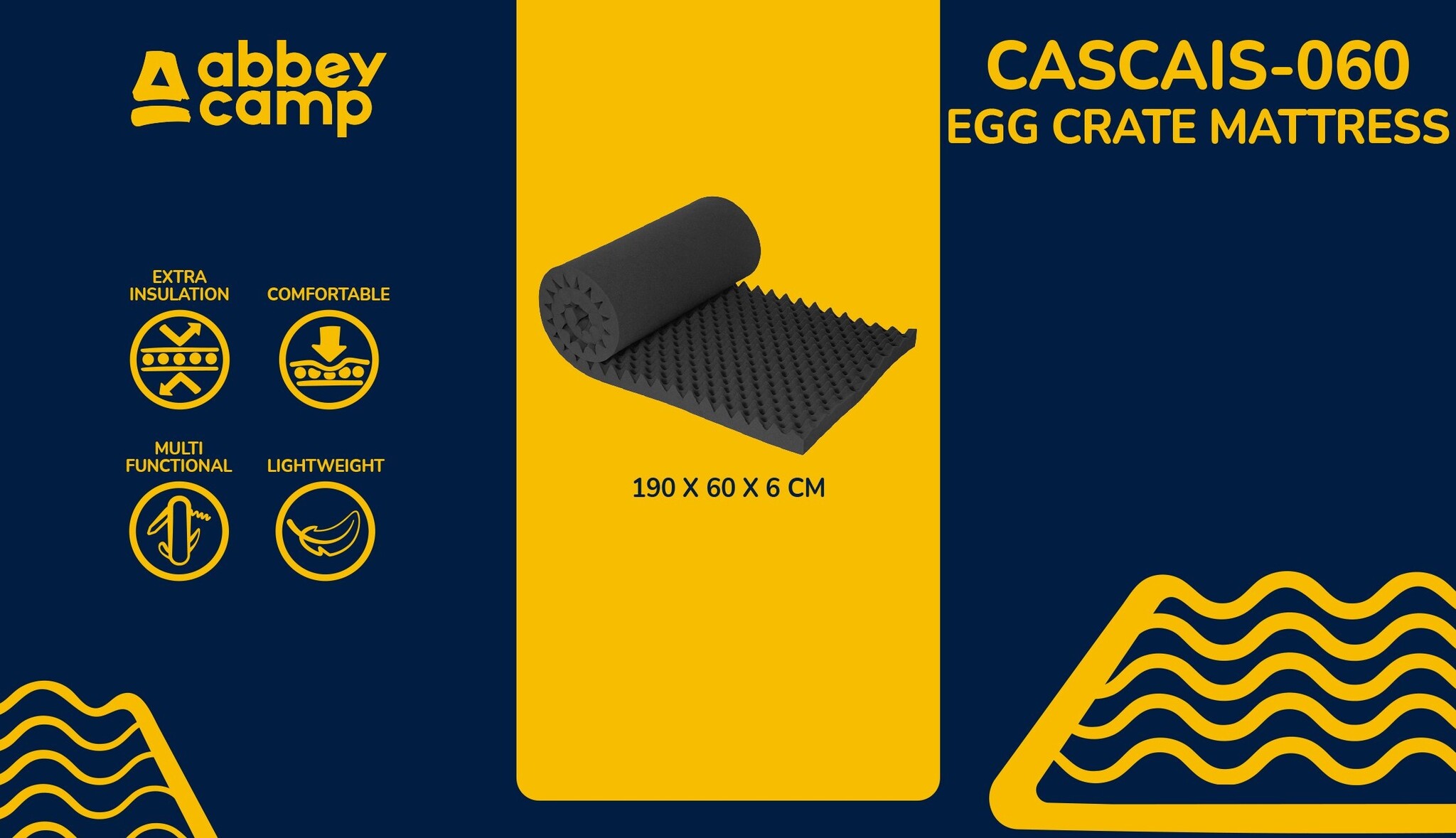 Abbey Camp® Abbey Camp - Foam Mattress - 190x60 cm - CASCAIS-060 - Black