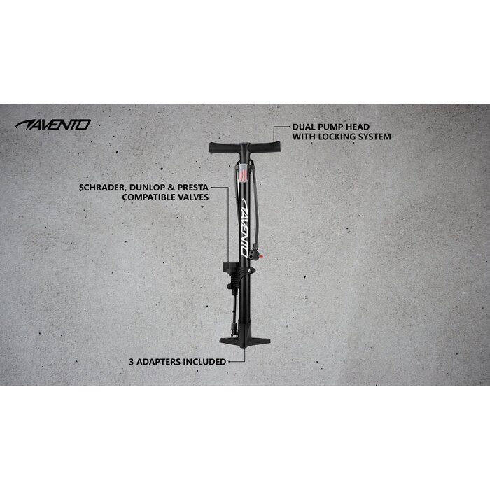 Avento® Avento - Bike Pump with Pressure Gauge - Black
