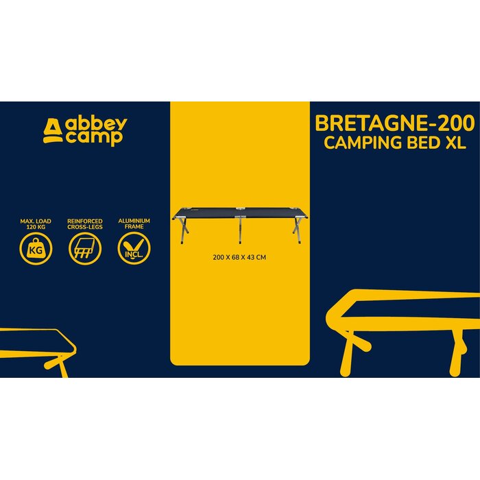 Abbey Camp® Abbey Camp – Luxus-Campingbett – XL – Bretagne-200 – Schwarz