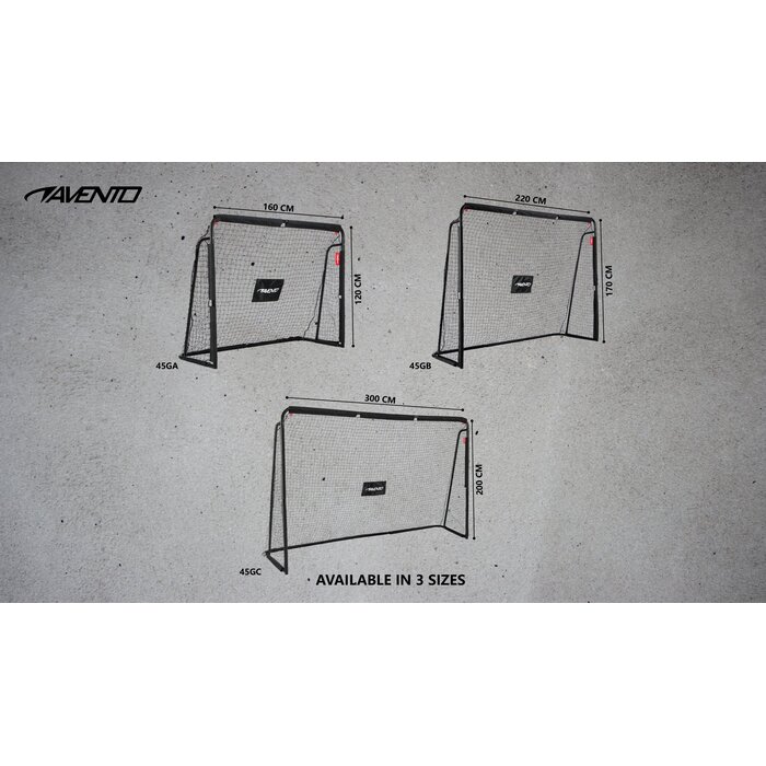 Avento® Avento - Fußballtor aus Stahl mit Zielscheibe - 300 x 200 x 91,5 cm - Schwarz