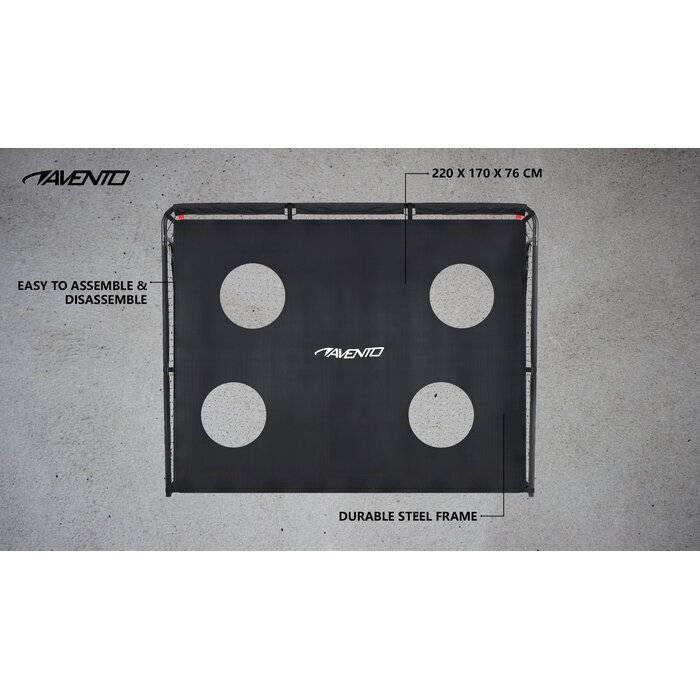 Avento® Avento - Steel Soccer Goal with Target Screen - 220x170x76cm - Black
