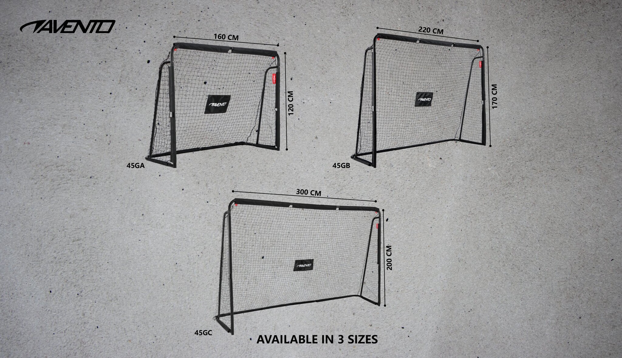 Avento® Avento - Fußballtor aus Stahl mit Zielscheibe - 160 x 120 x 60 - Schwarz