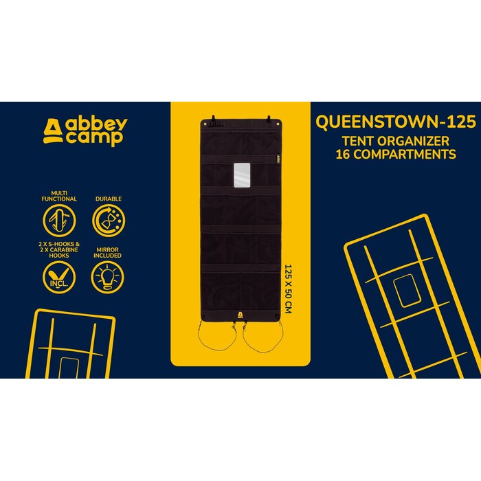 Abbey Camp® Abbey Camp - Tent skirt - Organizer - 16 compartments - QUEENSTOWN-125 - Black