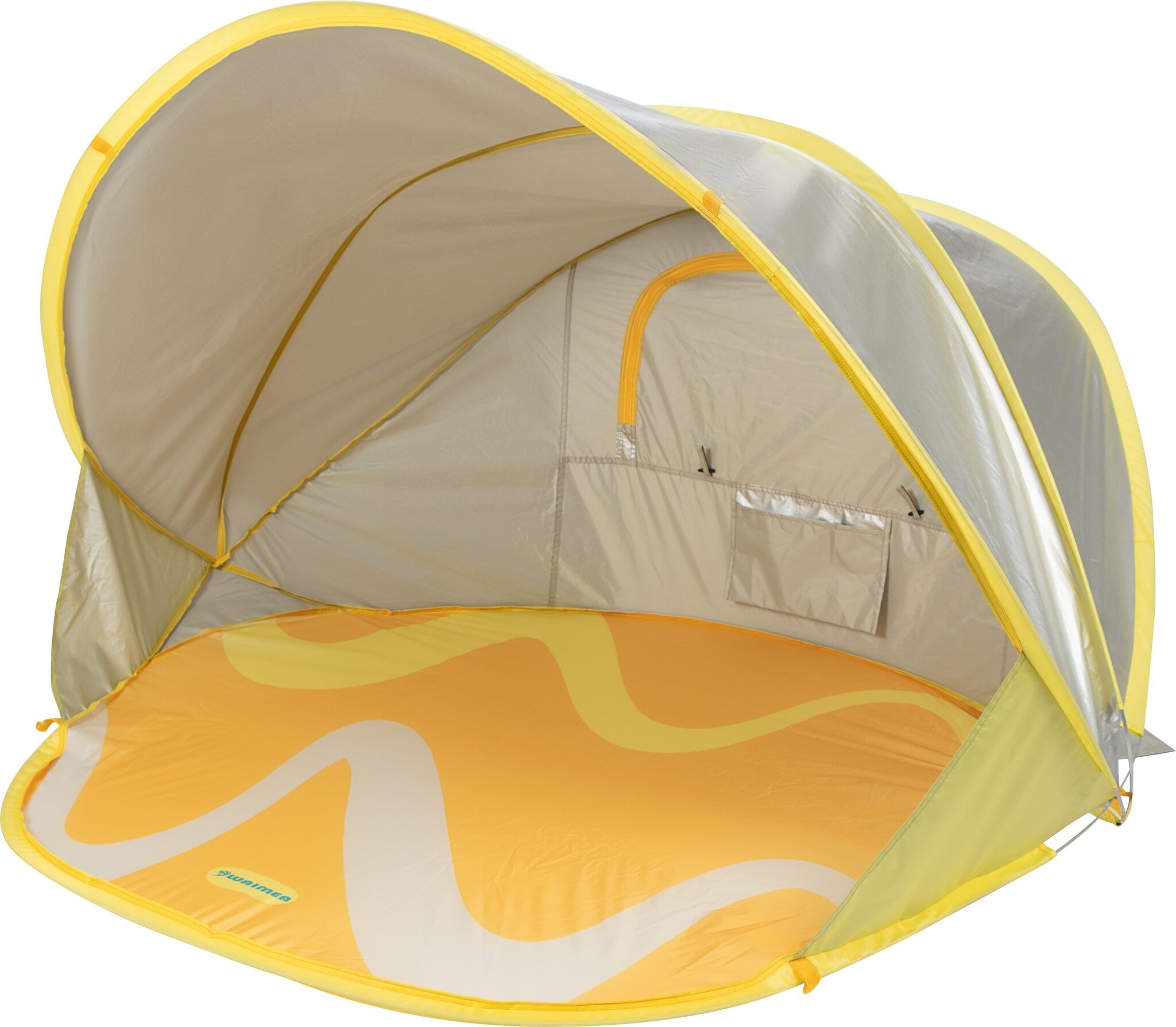 Waimea® Waimea - Parasol de plage Pop-Up Reflective - 130 x 100 cm - Totoka - Argent/Jaune ocre