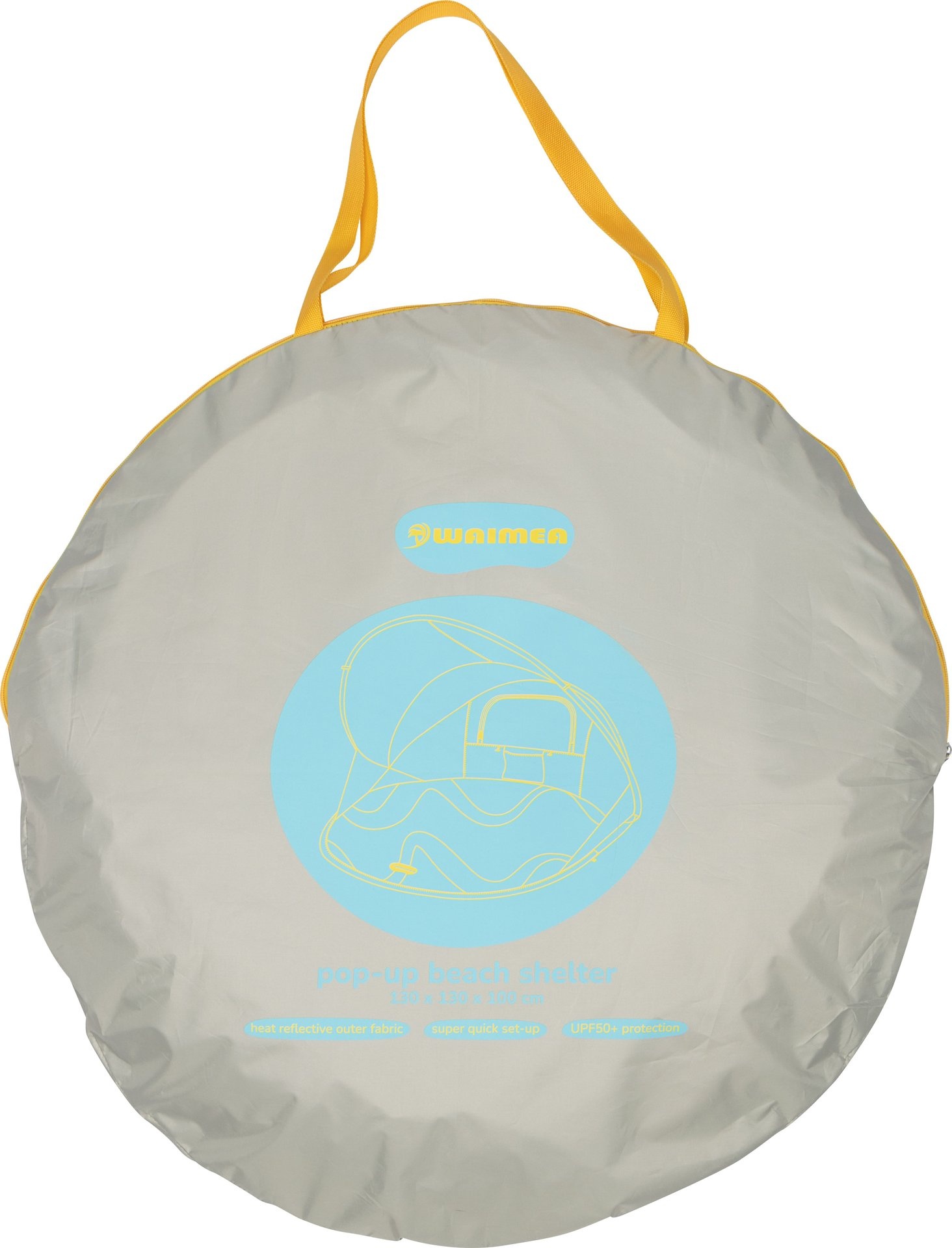 Waimea® Waimea - Parasol de plage Pop-Up Reflective - 130 x 100 cm - Totoka - Argent/Jaune ocre