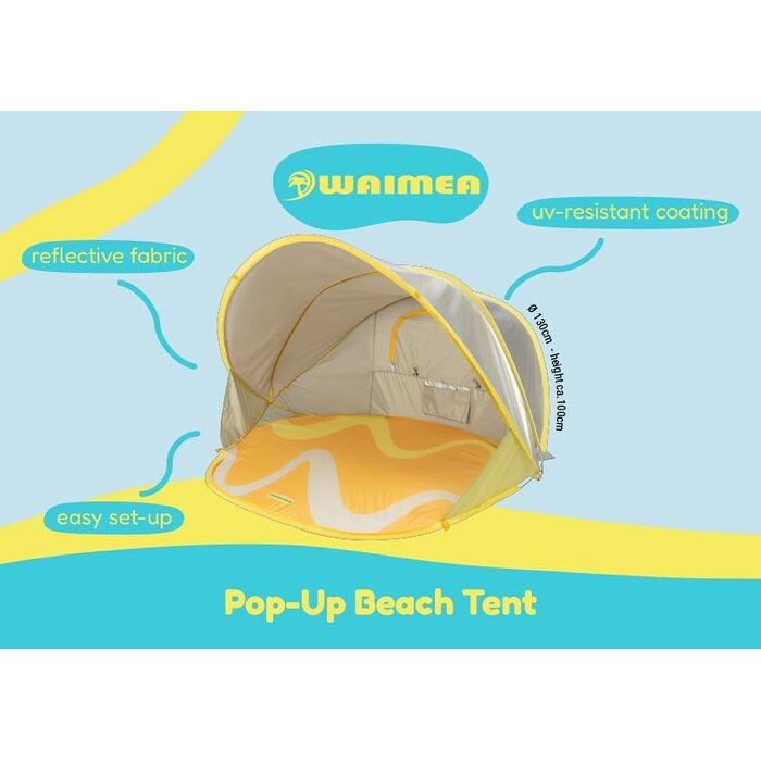 Waimea® Waimea - Pop-Up Reflective Beach Tent - 130x100cm - Totoka - Silver/Ochre Yellow