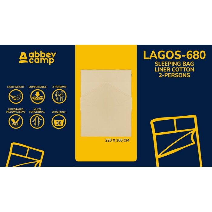 Abbey Camp® Abbey Camp - Sac de couchage en coton - 2 personnes - LAGOS-680 - Sable