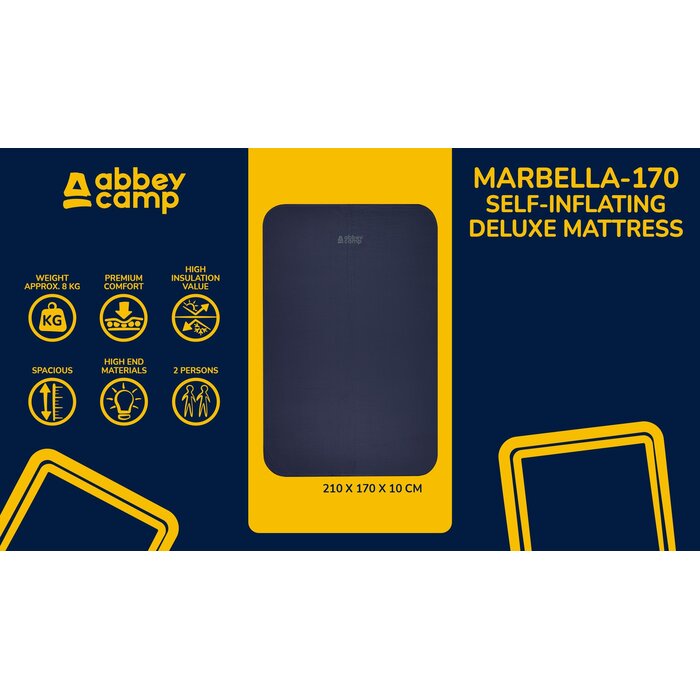 Abbey Camp® Abbey Camp – Selbstaufblasbare Isomatte – Deluxe Comfort 2P EW – Marbella-170 – Marineblau/Anthrazit