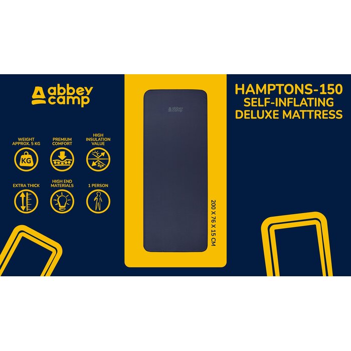 Abbey Camp® Abbey Camp - Matelas gonflable - Deluxe Comfort 1P ET - Marbella-170 - Bleu marine/Anthracite