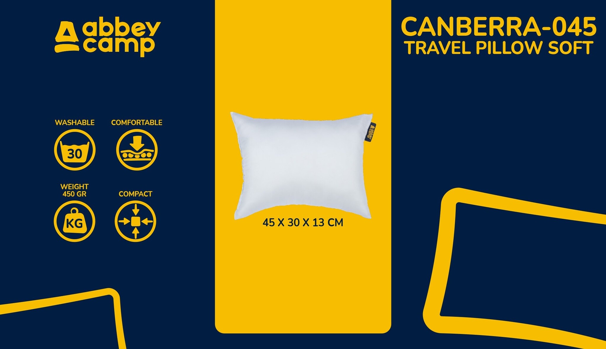 Abbey Camp® Abbey Camp - Reiskussen Soft - 45x30x13 cm - CANBERRA-045 - Lichtgrijs