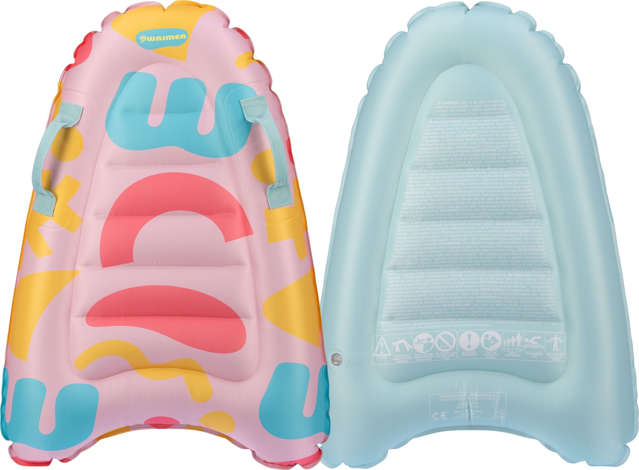 Waimea® Waimea - Opblaasbaar Bodyboard - 70 cm - Makaio - Licht roze/Blauw