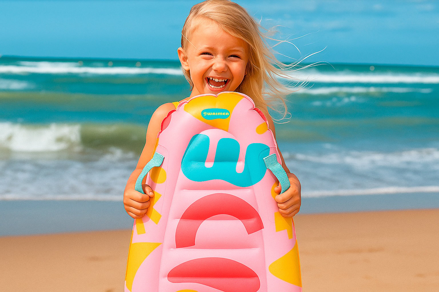 Waimea® Waimea – Aufblasbares Bodyboard – 70 cm – Makaio – Hellrosa/Blau