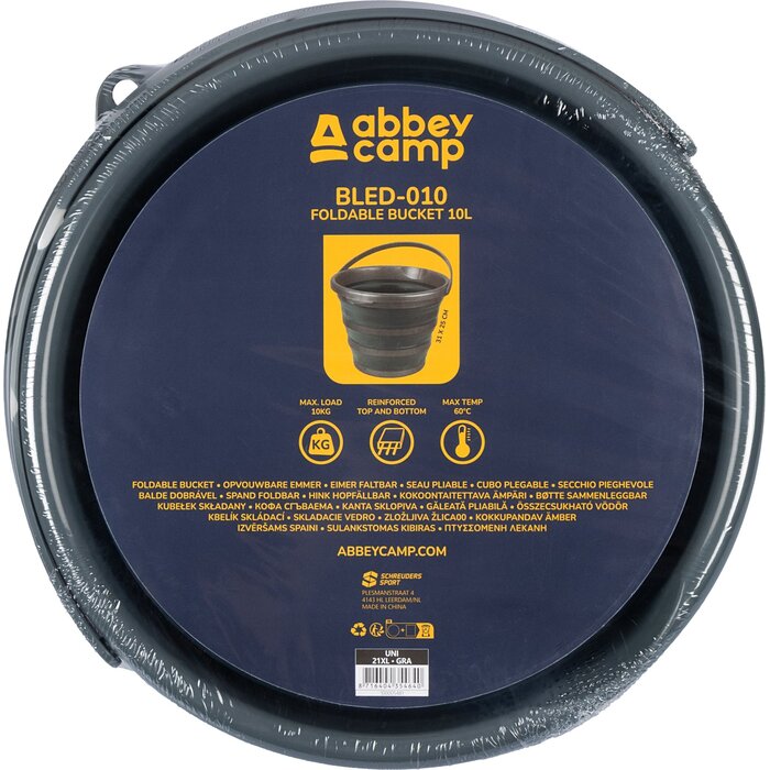 Abbey Camp® Abbey Camp - Foldable Bucket - 10 Liters - BLED-010 - Gray/Anthracite