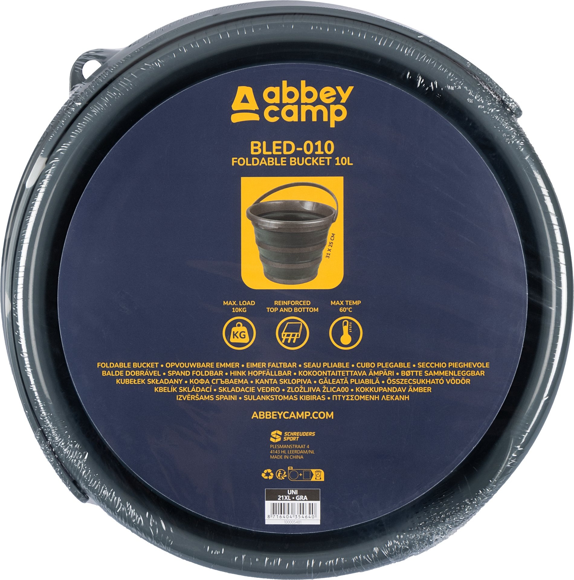 Abbey Camp® Abbey Camp - Emmer Opvouwbaar - 10 Liter - BLED-010 - Grijs/Antraciet