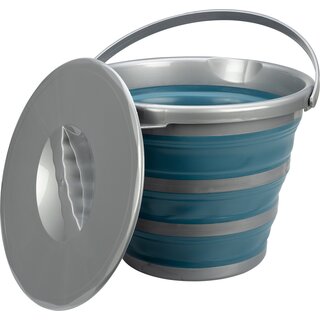 Abbey Camp® Abbey Camp – Faltbarer Eimer – 10 Liter + Deckel – SIRMIONE-010 – Blau/Grau