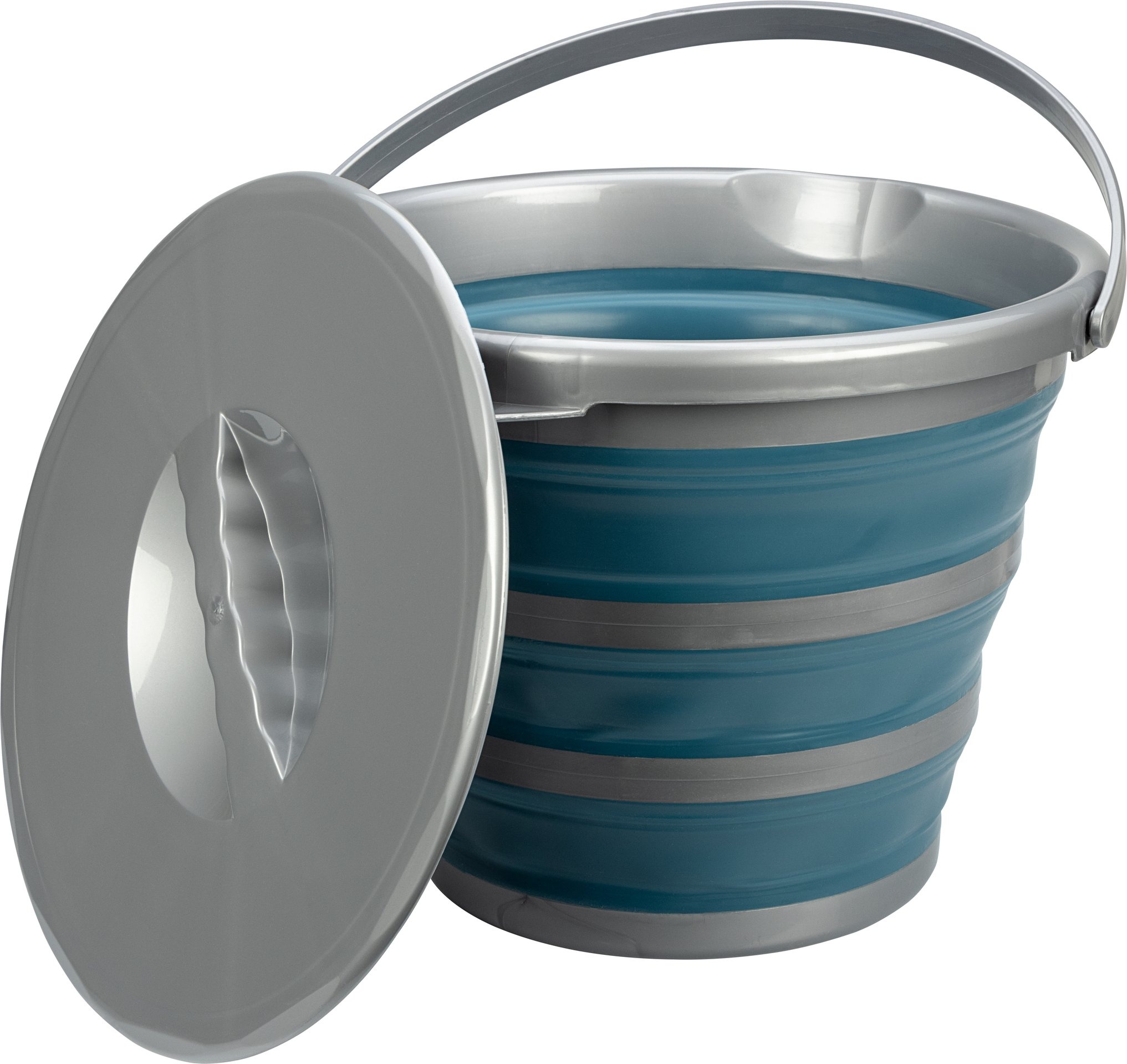Abbey Camp® Abbey Camp - Seau pliable - 10 litres + couvercle - SIRMIONE-010 - Bleu/Gris