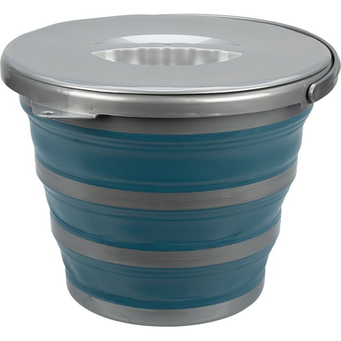Abbey Camp® Abbey Camp – Faltbarer Eimer – 10 Liter + Deckel – SIRMIONE-010 – Blau/Grau