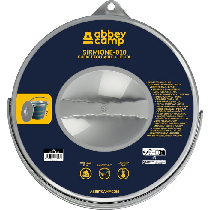 Abbey Camp® Abbey Camp - Seau pliable - 10 litres + couvercle - SIRMIONE-010 - Bleu/Gris