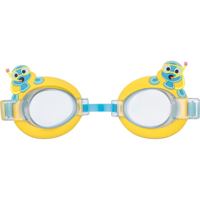 Waimea® Waimea - Cartoon Kids Swimming Goggles - Moko - Aqua/Ochre Yellow