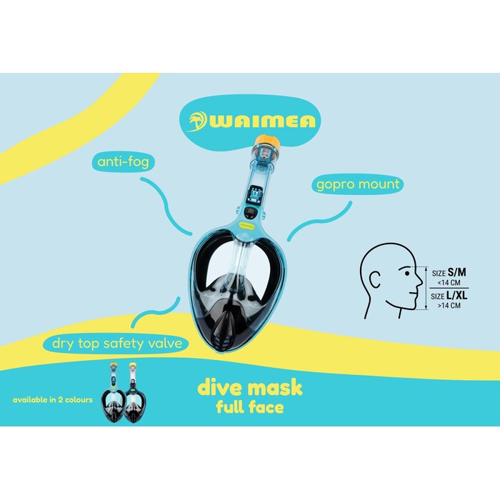 Waimea® Waimea - Masque de plongée intégral - Kaipo - Aqua/Bleu clair