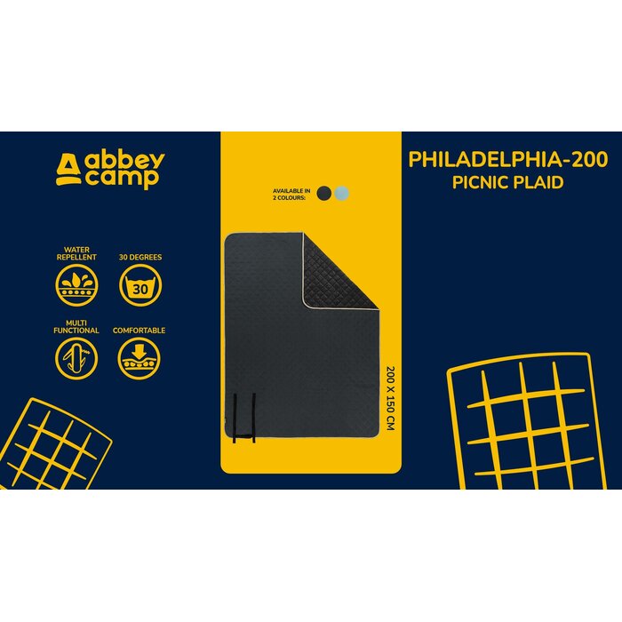 Abbey Camp® Abbey Camp - Picnic Blanket - 200x150 cm - PHILADELPHIA-200 - Anthracite/Sand