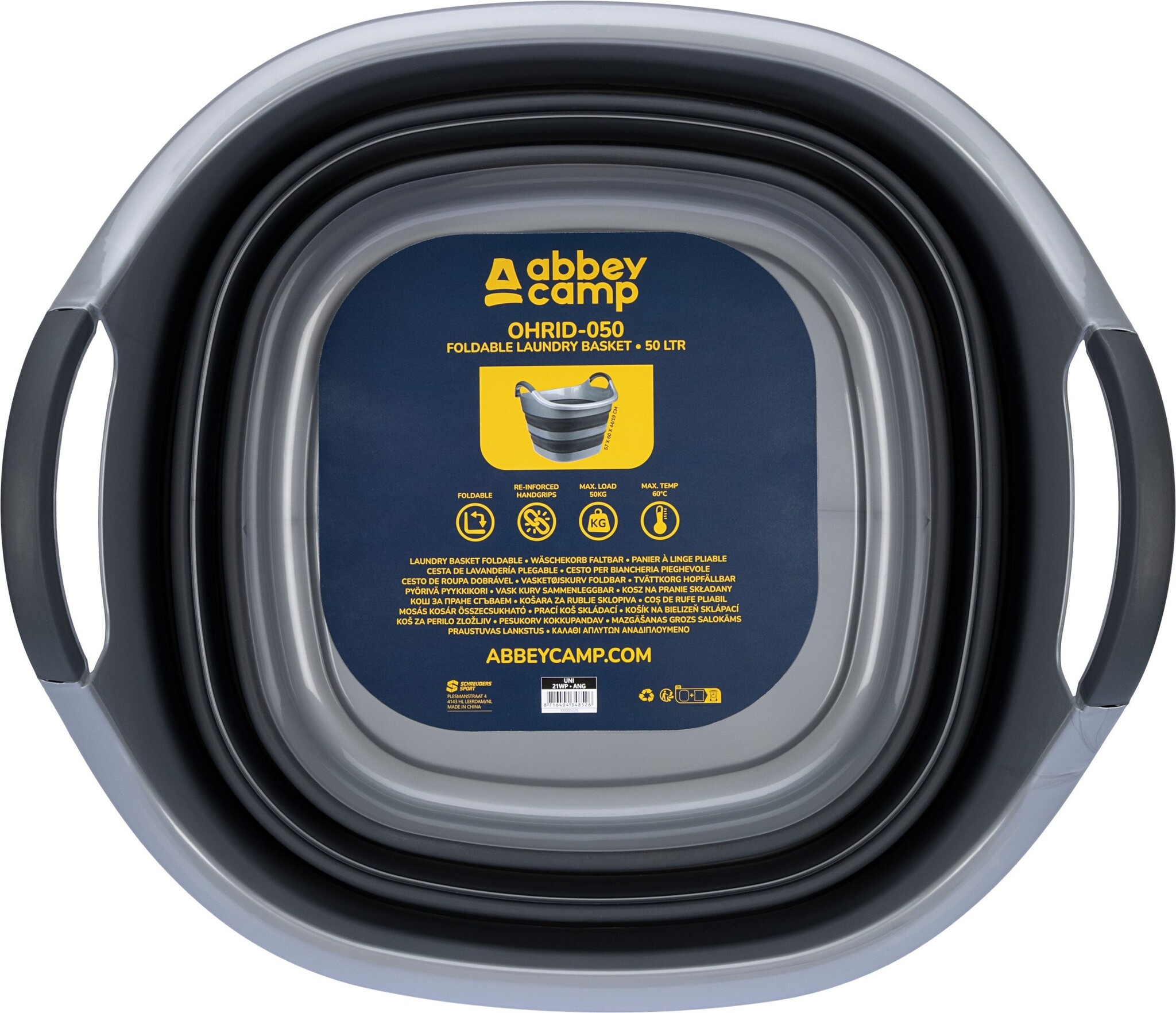 Abbey Camp® Abbey Camp - Foldable Laundry Basket - OHRID-050 - Anthracite/Gray