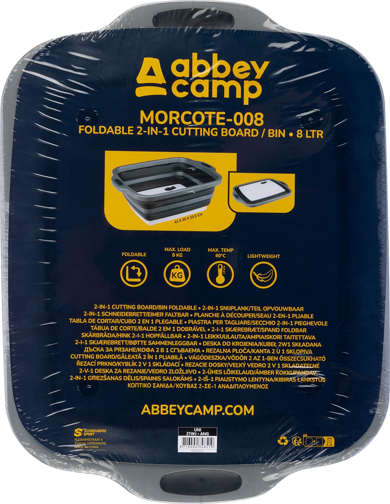 Abbey Camp® Abbey Camp - Planche à découper/saladier 2-en-1 pliable - MORCOTE-008 - Anthracite/Gris
