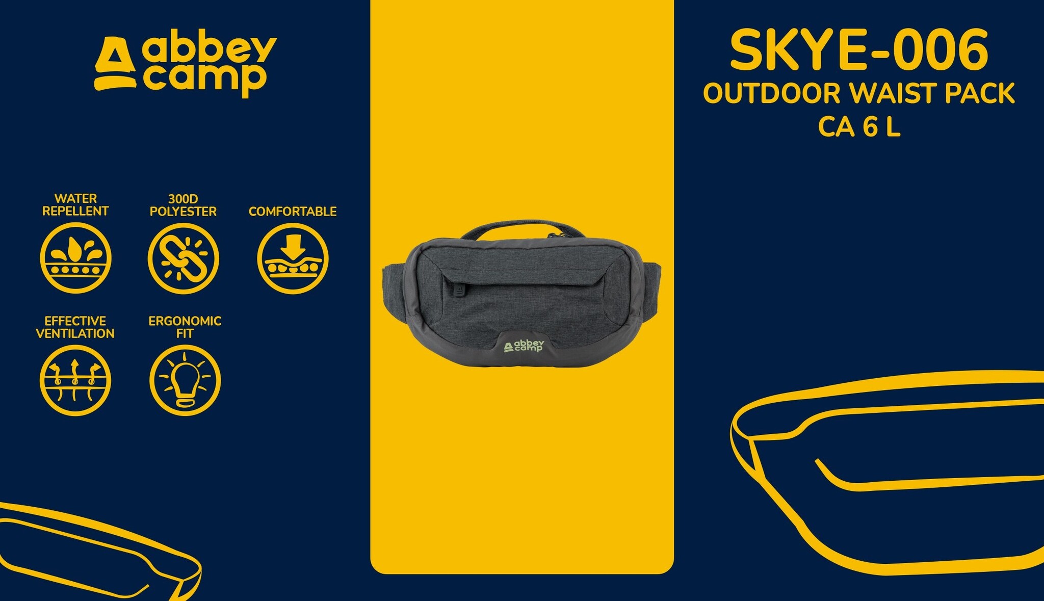 Abbey Camp® Abbey Camp - Outdoor Heuptas - SKYE-006 - Antraciet/Grijs