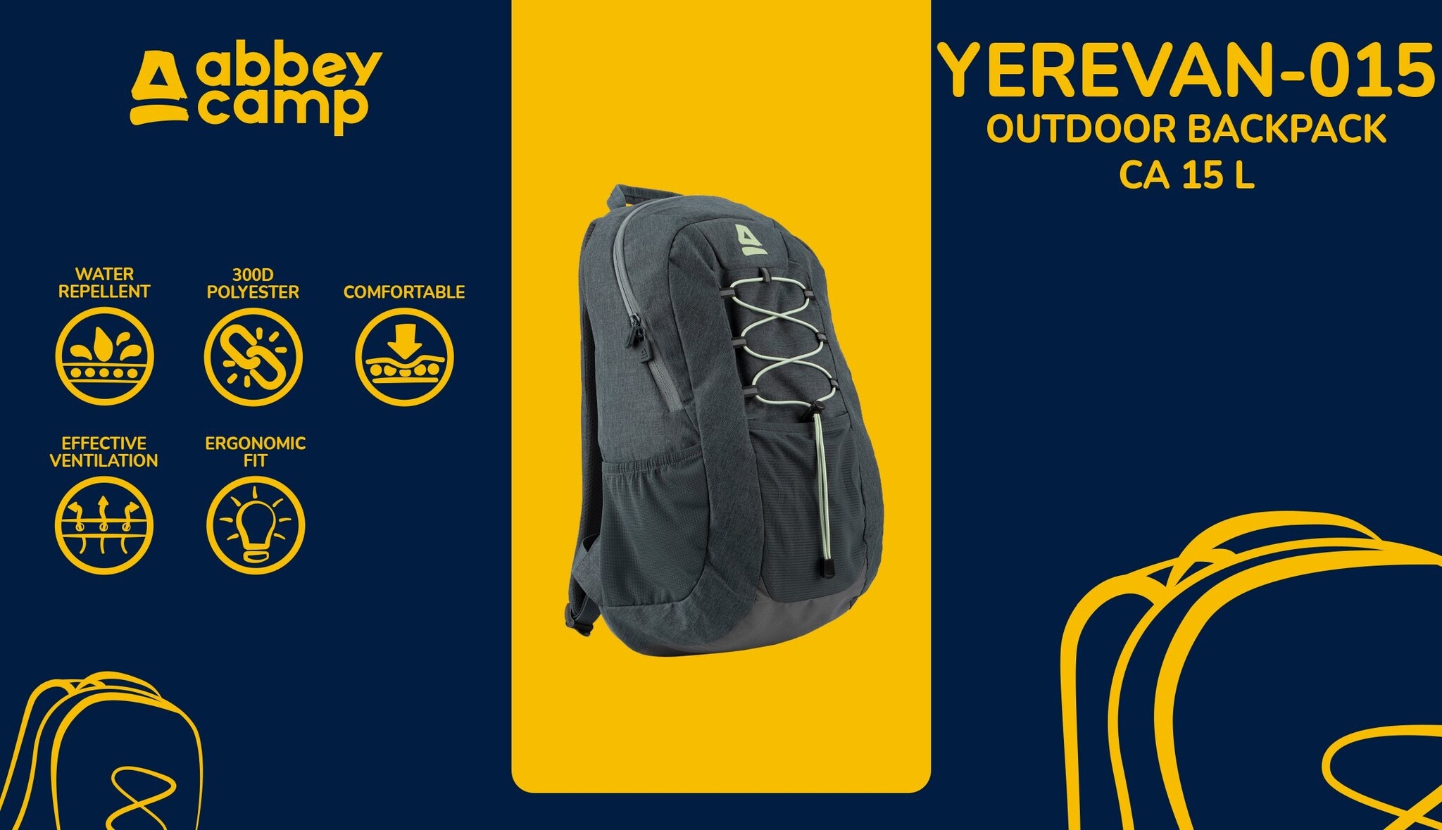 Abbey Camp® Abbey Camp - Outdoor Rugtas - YEREVAN-015 - Antraciet/Grijs