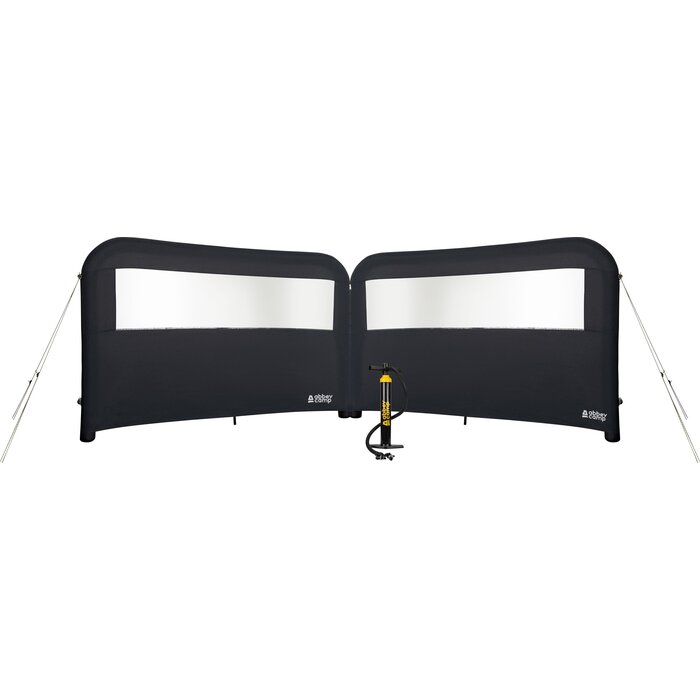 Abbey Camp® Abbey Camp - Inflatable Windscreen - 2x 2.40 m + Pump - BARROWS ISLAND-48 - Anthracite Melee