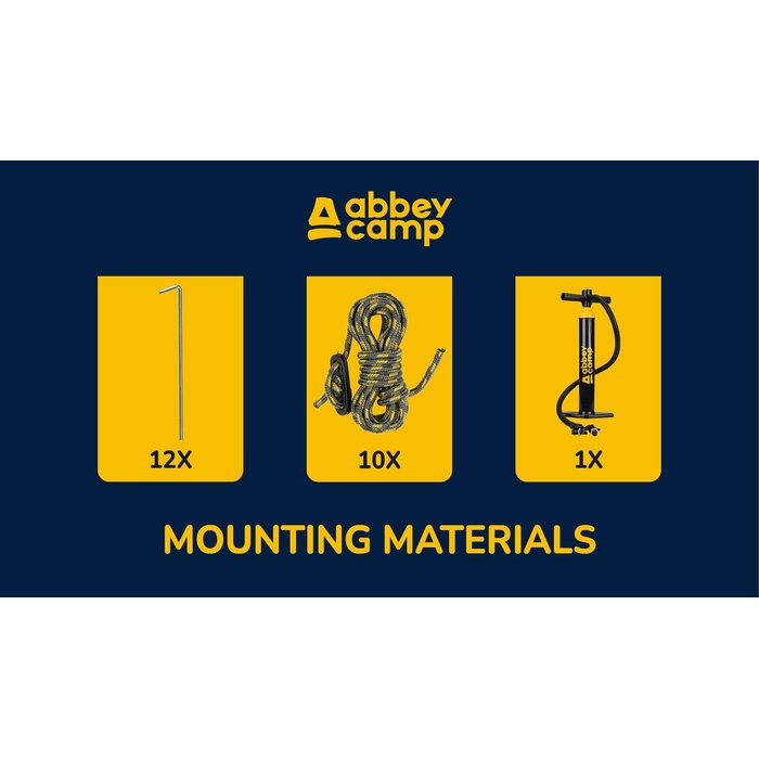 Abbey Camp® Abbey Camp – Aufblasbarer Windschutz – 2 x 2,40 m + Pumpe – BARROWS ISLAND-48 – Anthrazit meliert