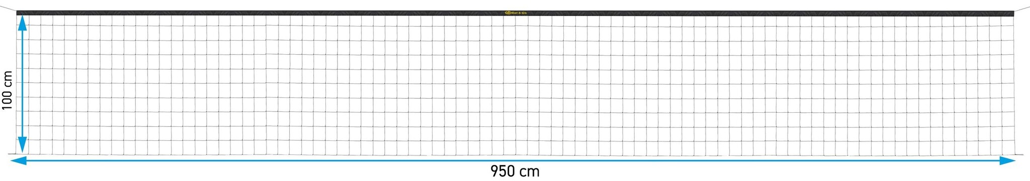 Get & Go® Get & Go – Volleyballnetz – 9,5 x 1,0 Meter – Schwarz/Gelb