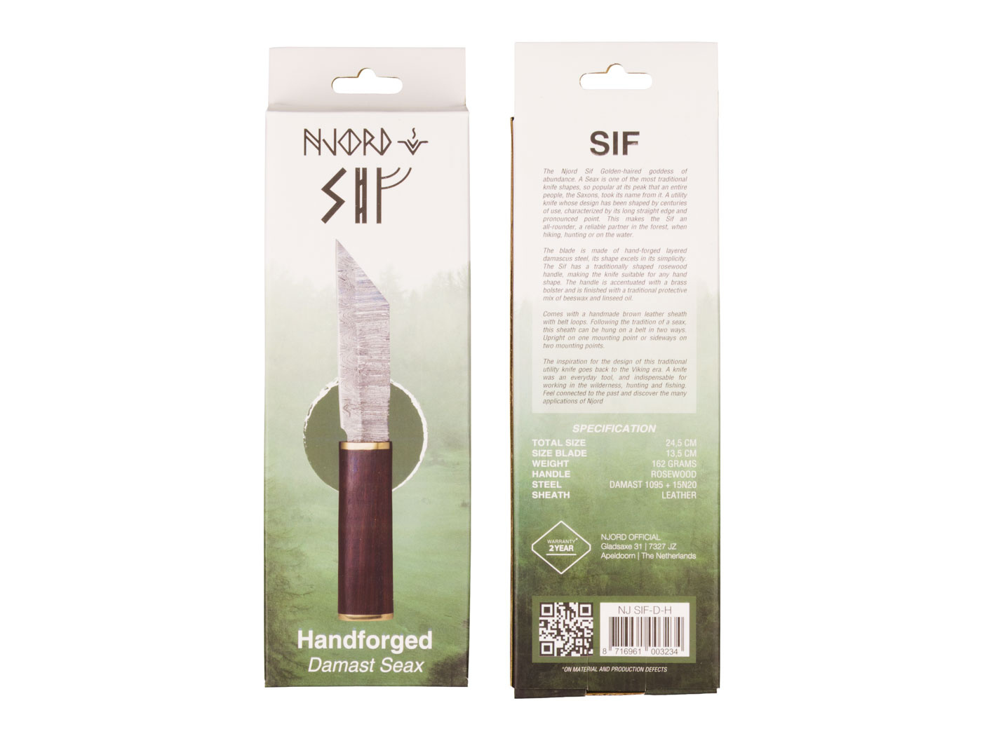 Njord Njord - Sif Damascus Seax - Hangpack