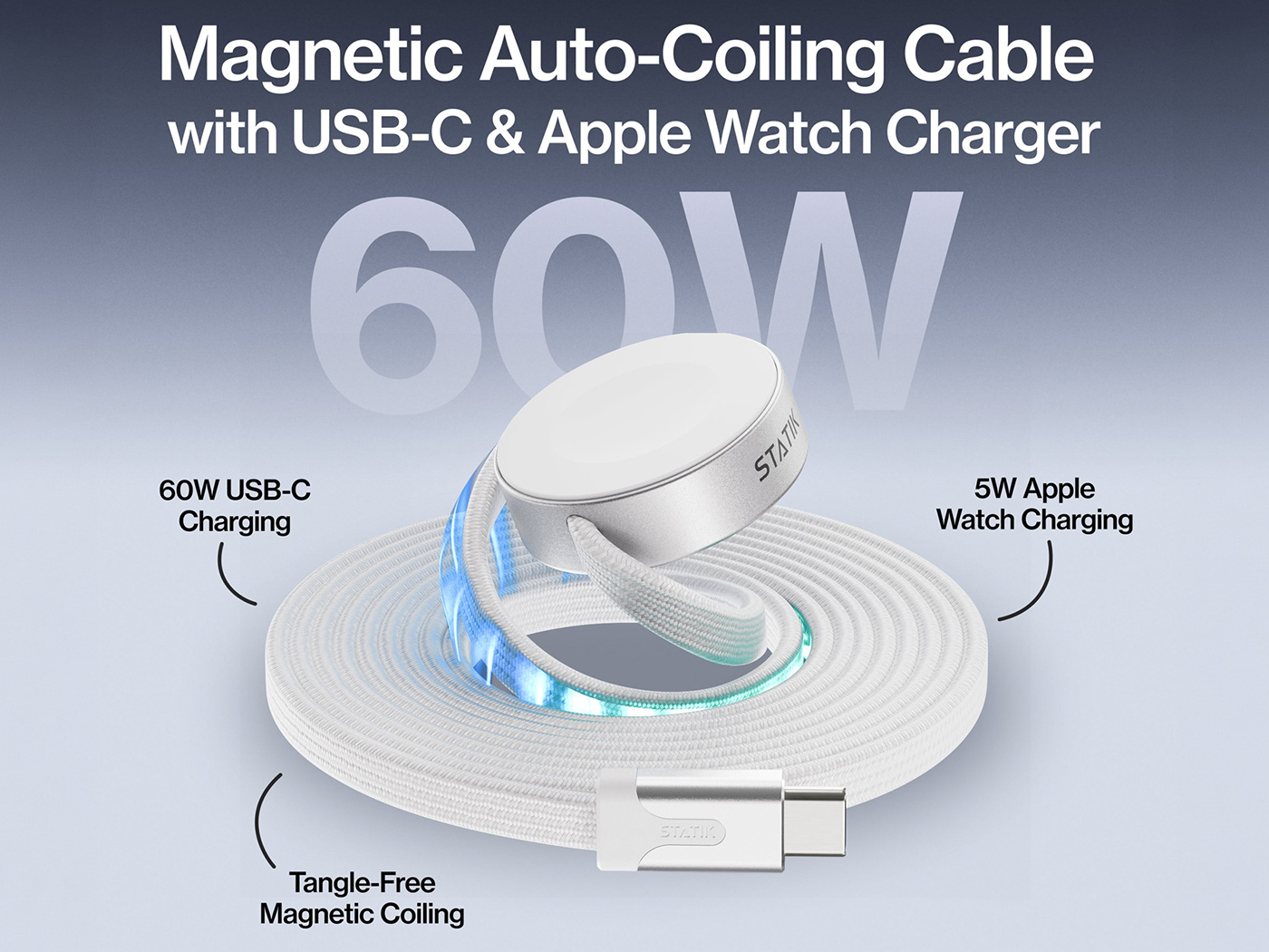Statik Statik - Magstack Duo USB-C to USB-C Apple Watch 1.5 m - White