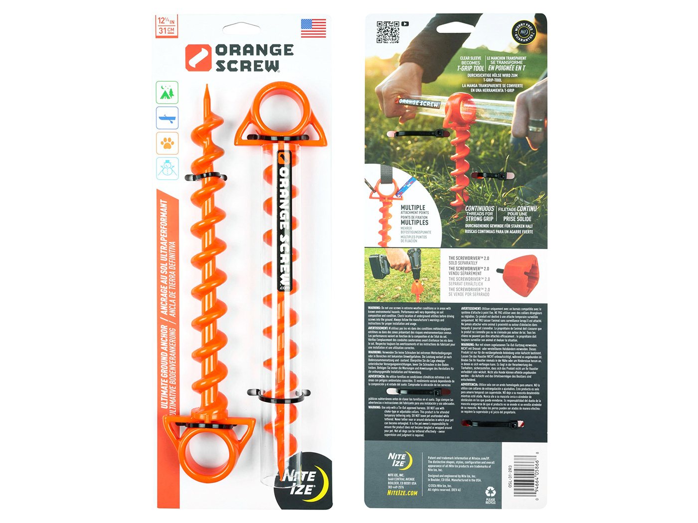 Nite Ize Nite Ize - Orange Screw Ground Anchor - Large - 2 Pack