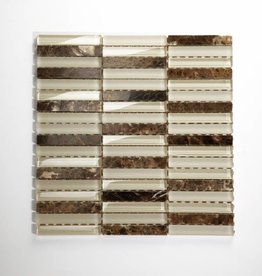 Quebeck Braun Poliert Lang Mix Glas Mosaikfliesen 1.Wahl Premium Qualität in 30x30 cm