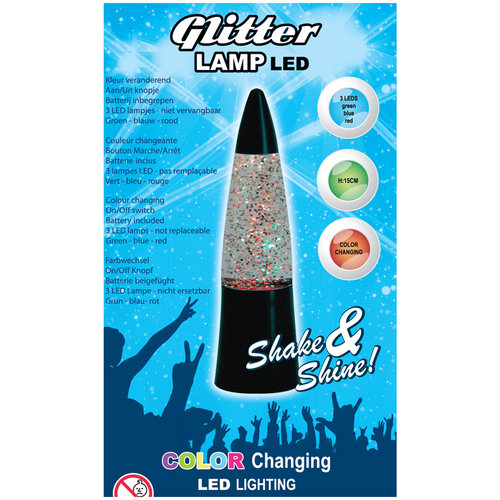 Glitterlamp kleurveranderend 15cm Glitterlamp kleurveranderend 15cm
