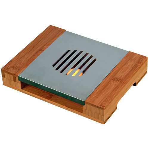 Bamboe RVS warmhoudplaat 28x21x5cm Bamboe RVS warmhoudplaat 28x21x5cm