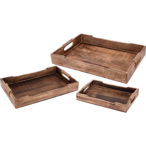 Dienbladen Mango hout - 3 delig Dienbladen Mango hout - 3 delig