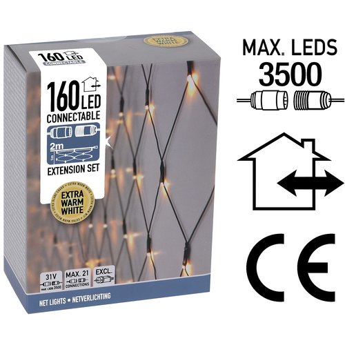 DecorativeLighting Koppelbare Netverlichting - 160 LED - 2m - extra warm wit DecorativeLighting Koppelbare Netverlichting - 160 LED - 2m - extra warm wit