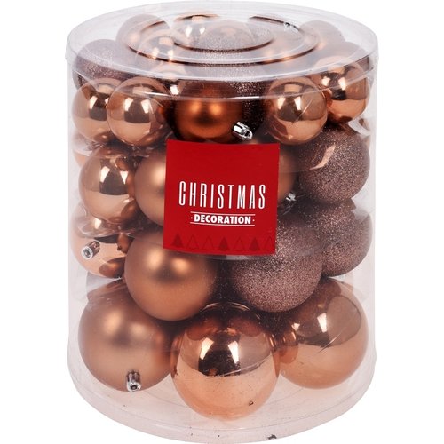 Kerstballenset - 44 stuks plastic - bruin Kerstballenset - 44 stuks plastic - bruin