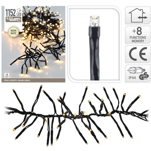 DecorativeLighting Clusterverlichting 1152 LED - 8.5m - warm wit DecorativeLighting Clusterverlichting 1152 LED - 8.5m - warm wit
