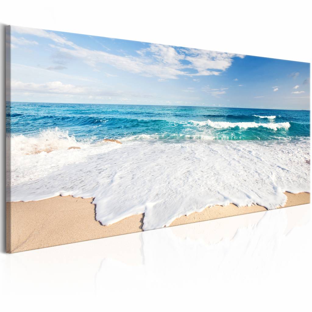 Schilderij - Strand op  Captiva Island , wit blauw -  1 luik - 150x50 cm