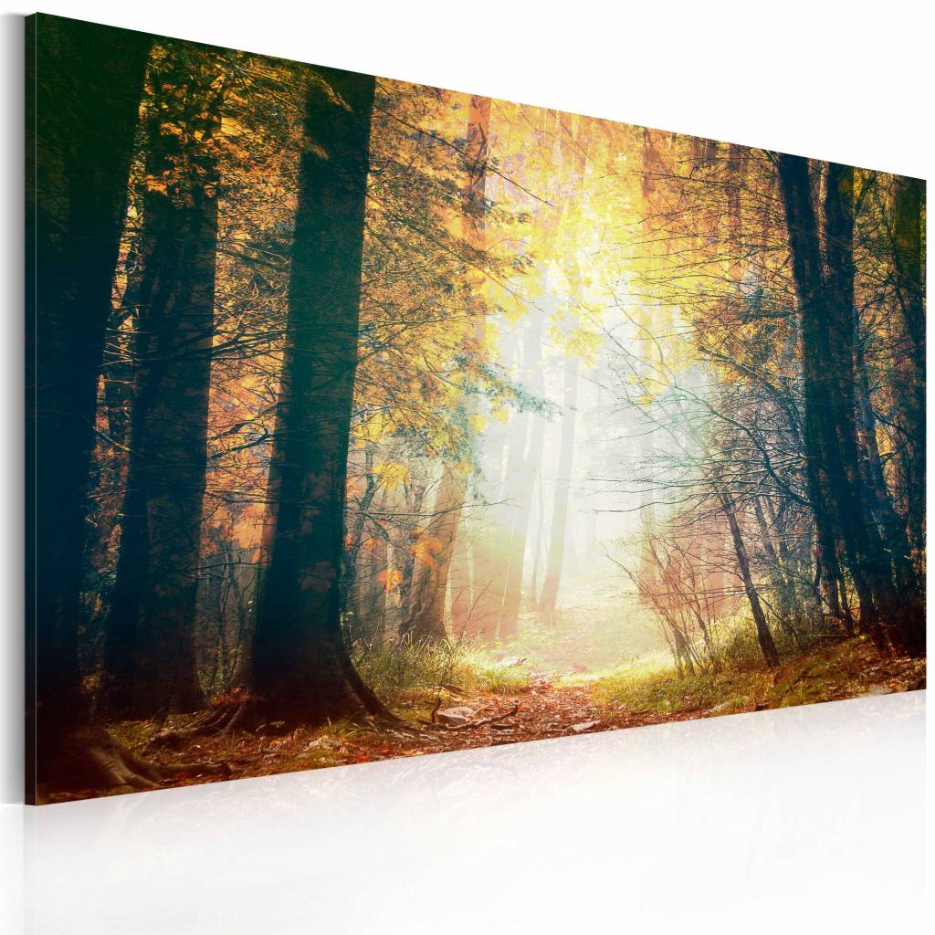 Schilderij - Schoonheid van de Herfst, 1 deel , bruin geel , premium print op canvas